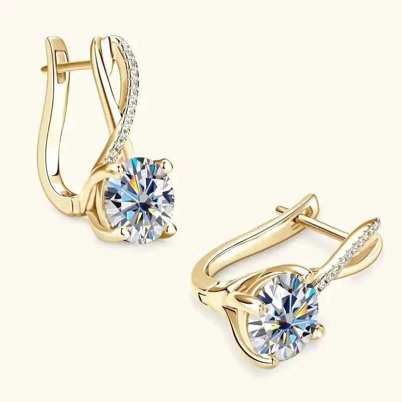 Taoyu D2.0CT Moissanite Drop Hie Earrings Real Silver Women Gold Plated Hoops Infinite Earring Certified Wedding Jewelry