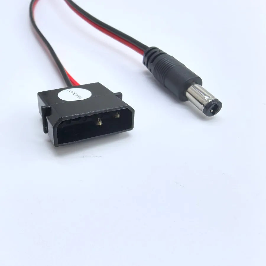 IDE Molex Male to DC 5.5mm X 2.1mm Converter Adapter Power Supply Cable 12V 18AWG Wire 50cm