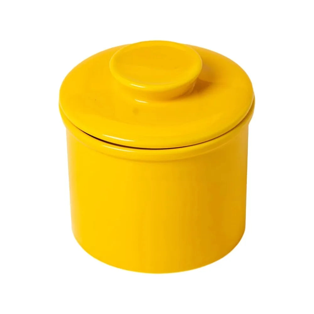 Kitchen Gadgets Ceramic French Butter Crock with Lid Solid Color Butter Cup Sealed Household Butter Jar Cheese