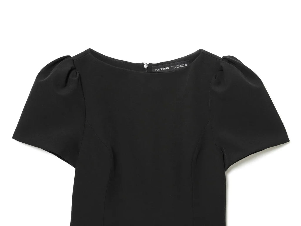 KONDALA Sexy Chic Black Party Dress Short Sleeve Pad Shoulder Mini Dress Fashion 2026 Spring Evening Club Elegant Women Dress