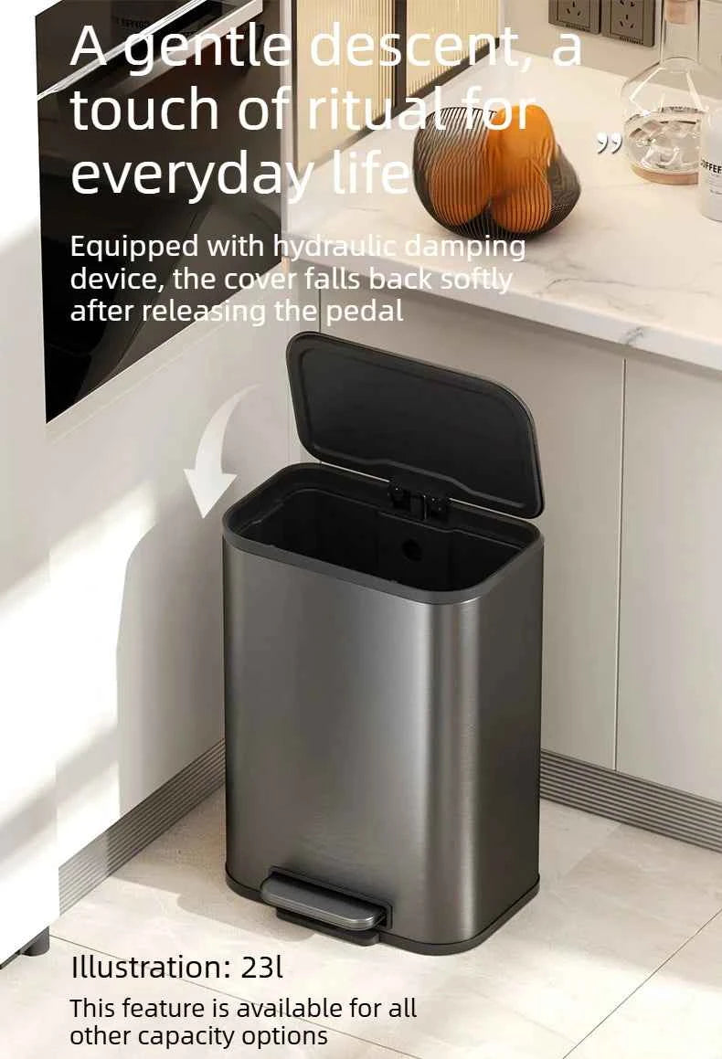 Kitchen Bin Large Large Capacity New Household Living Room Light Luxury High-grade Stainless Steel Italian Style Furniture