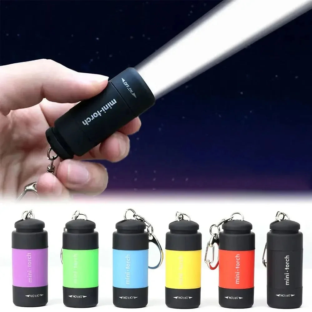 USB Rechargeable LED Pocket Keychain Flashlight Multifunctional Strong Light Waterproof for Outdoor Hiking Camping Mini