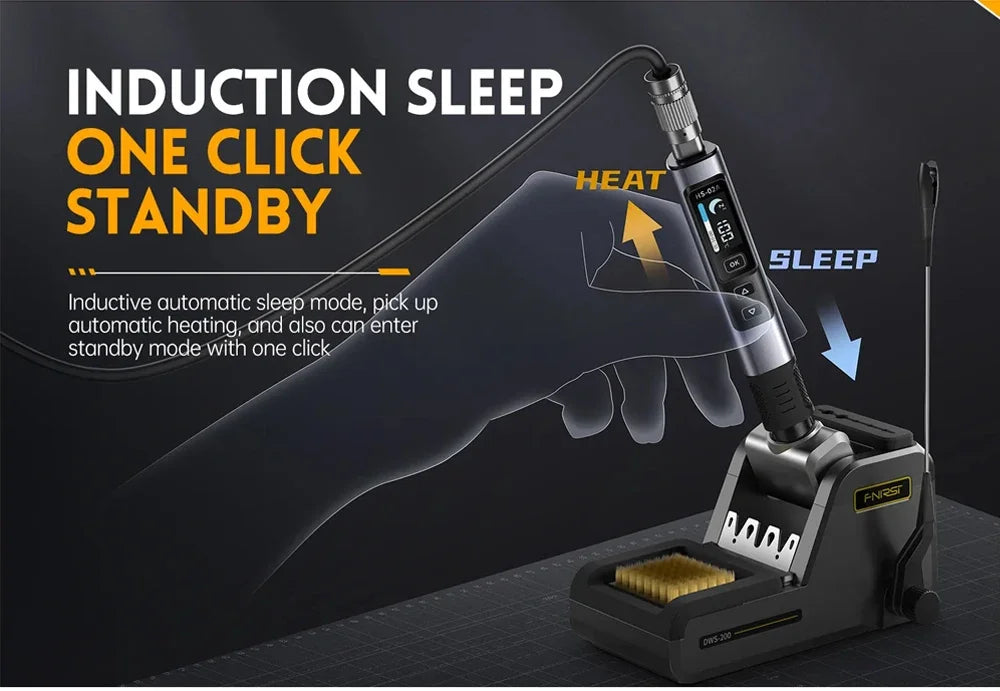 FNIRSI HS-02 Smart Electric Soldering Iron 100-450℃ Temp Adjustable PD 100W Portable Welding Rework Station Solding Irons Kit