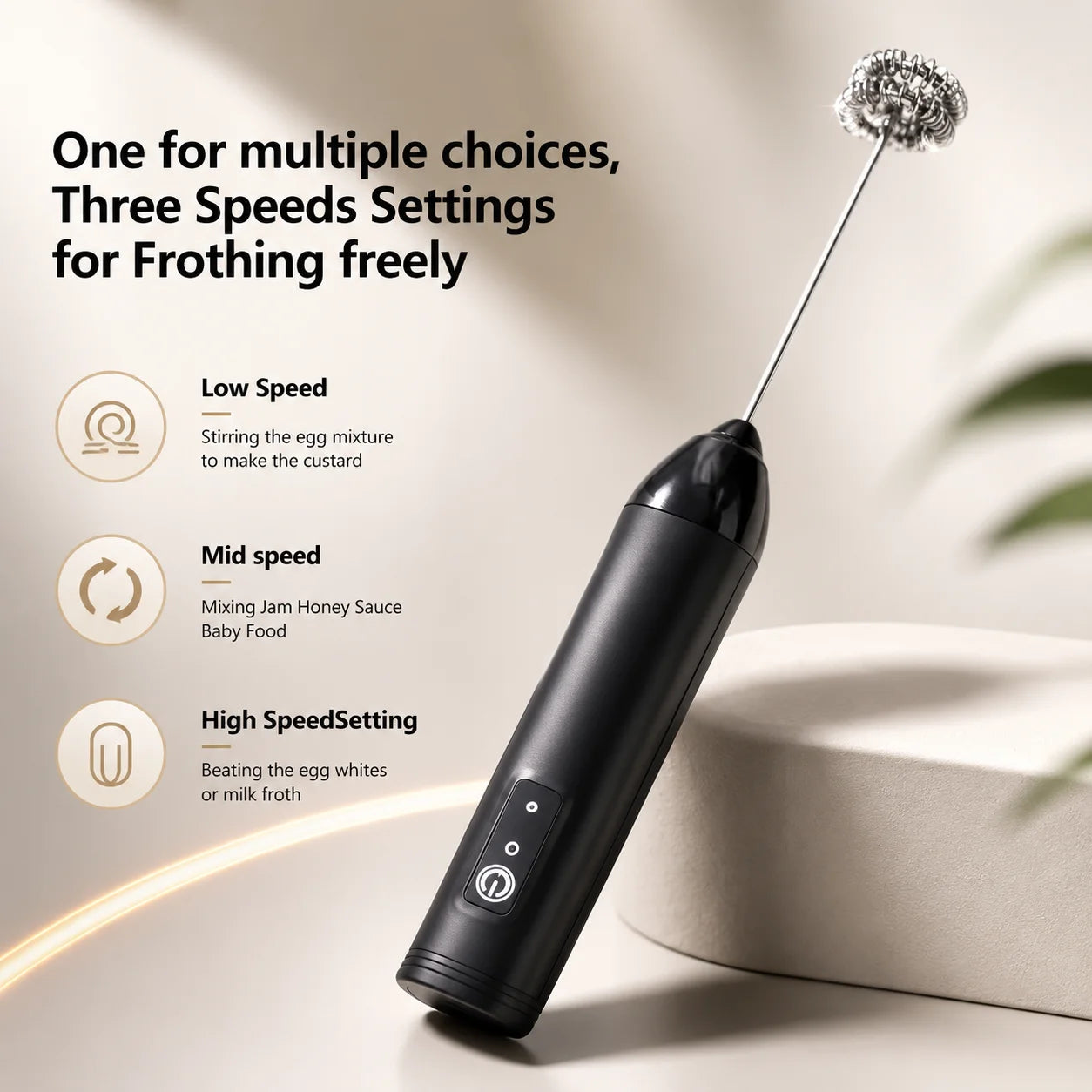 MINI Milk Frother USB Rechargeable 3 Speeds Foam Maker Coffee Whisk Mixer Electric Handle Blender Egg Beater Hot Cooking Tools