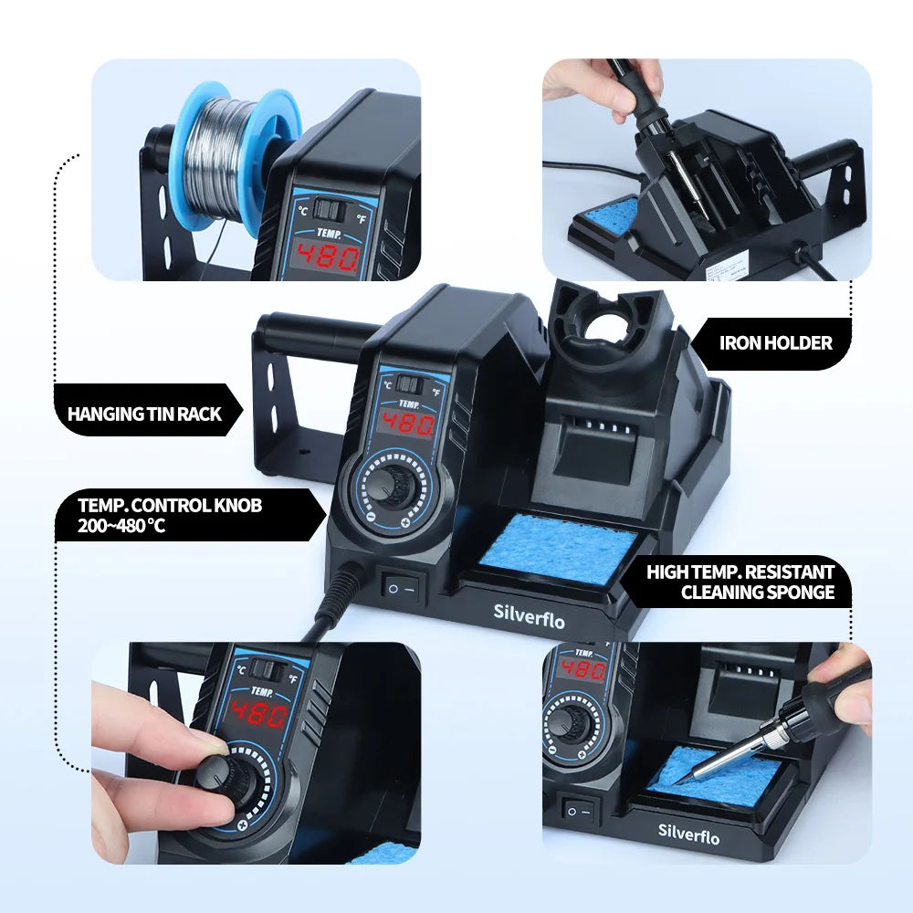 Silverflo 926LED-V Series Soldering Station Thermostatic Soldering Iron Station Welding Rework Station with Sleep Mode