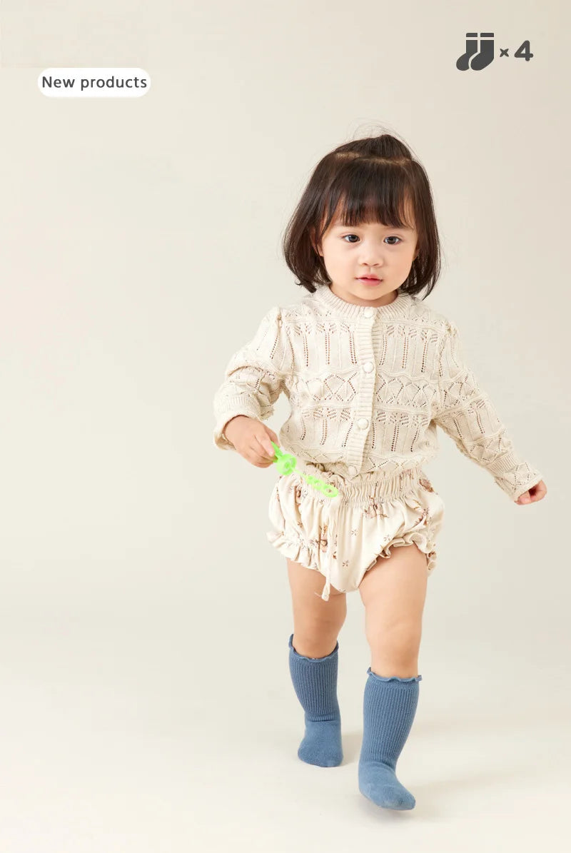 Autumn Baby Ruffle Girls Socks Knee High Cotton Long Sock Kids Soft Solid Toddlers Socks Children Princess Socks for 0-5Y Spring