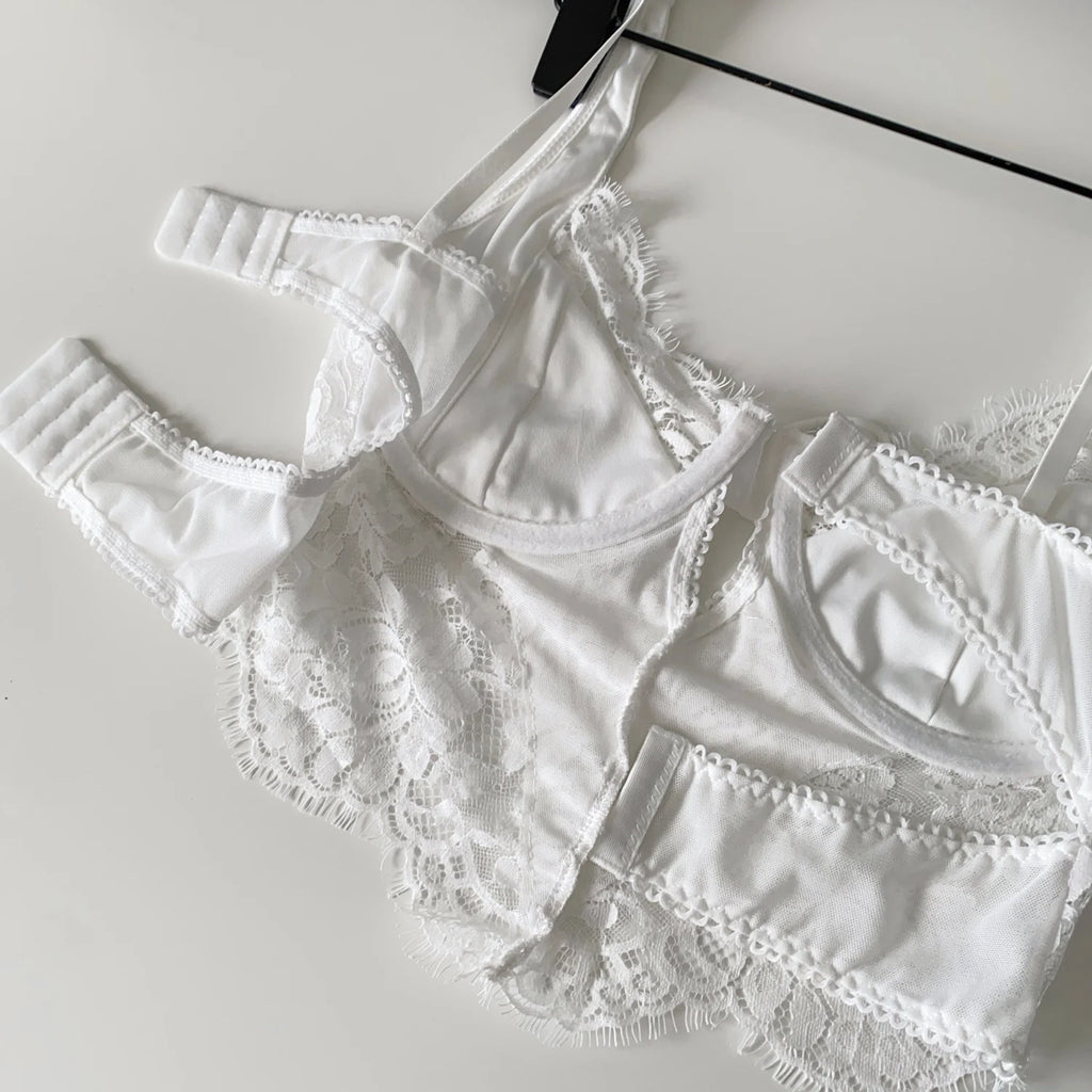 Summer Lace Hollow out ort Design Sensual Pure Desire Sexy Top Women's Strapl Crop Vest Tulle Me Brtte Outfit