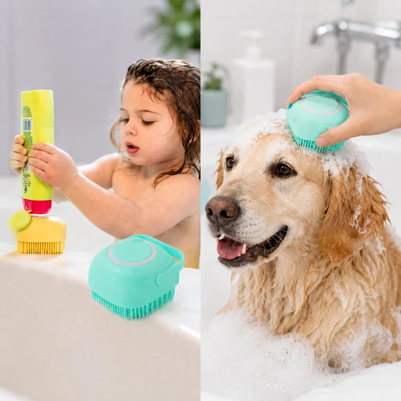 Silicone Shampoo Bath Brush Massage Comb Grooming Scrubber Brush Bathing Accessories Baby Kids Silicon Body Scrubber