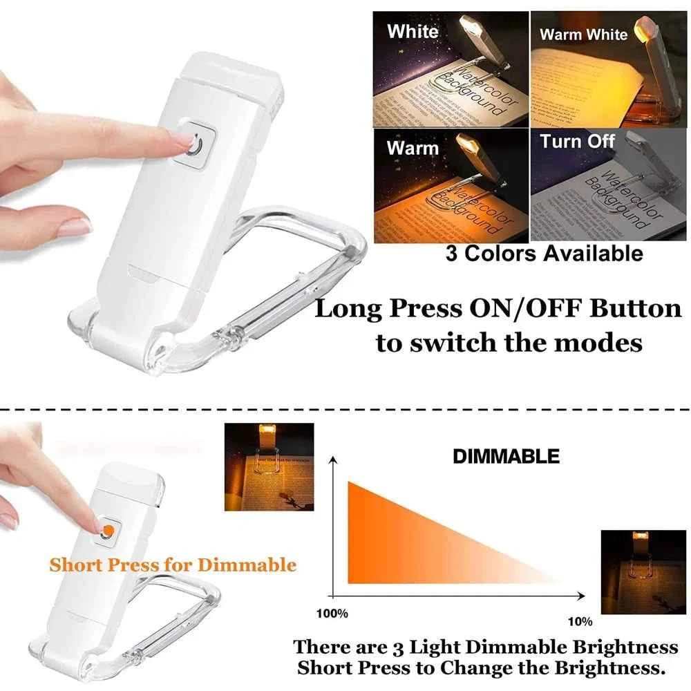 Mini Light Reading Clip Light LED Small Night Light USB Charging Adjustable Brightness Eye Protection Portable Smart Book Lamp