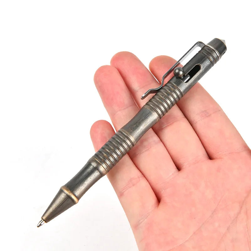 New Self-Defense Brass Tactical Pen High Quality Bolt Switch Ball Point Writing Pen For Outdoor Camp EDC Tool Gift Box