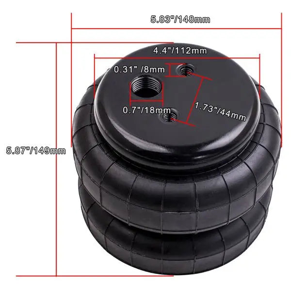 4 Heavy-Duty 2500lb 1/2"NPT Double Bellow Air Suspension/Air Spring Bags Auto Parts Model D0100HPSTAY