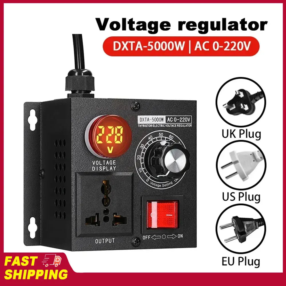 Portable Variable Monophase Voltage Controller Temperature Speed Light Adjuster AC220V 5000W Stepless Voltage Regulator