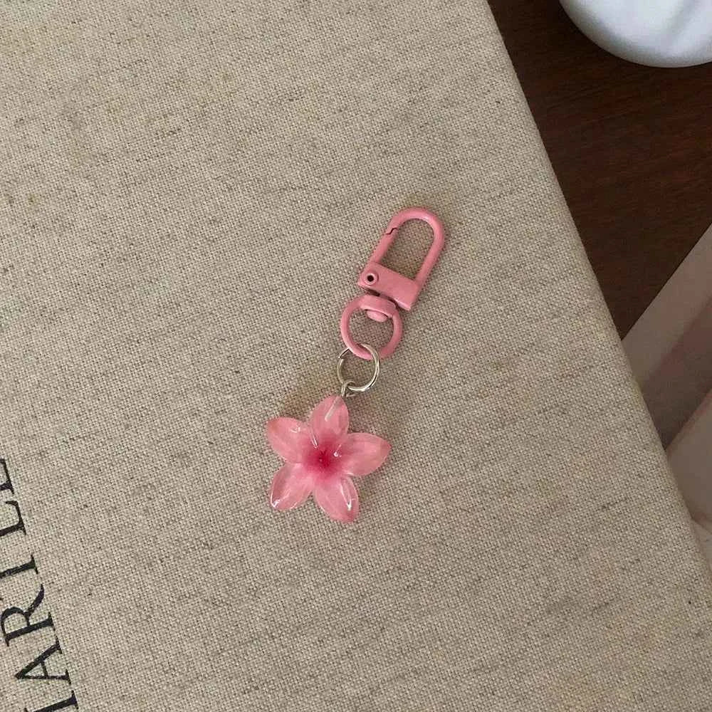 Sweet Colorful Jelly Flower Key Chain Color DIY Flower Cute Keychains Pendant Student Girls Resin Bag Pendant Keyring Jewelry