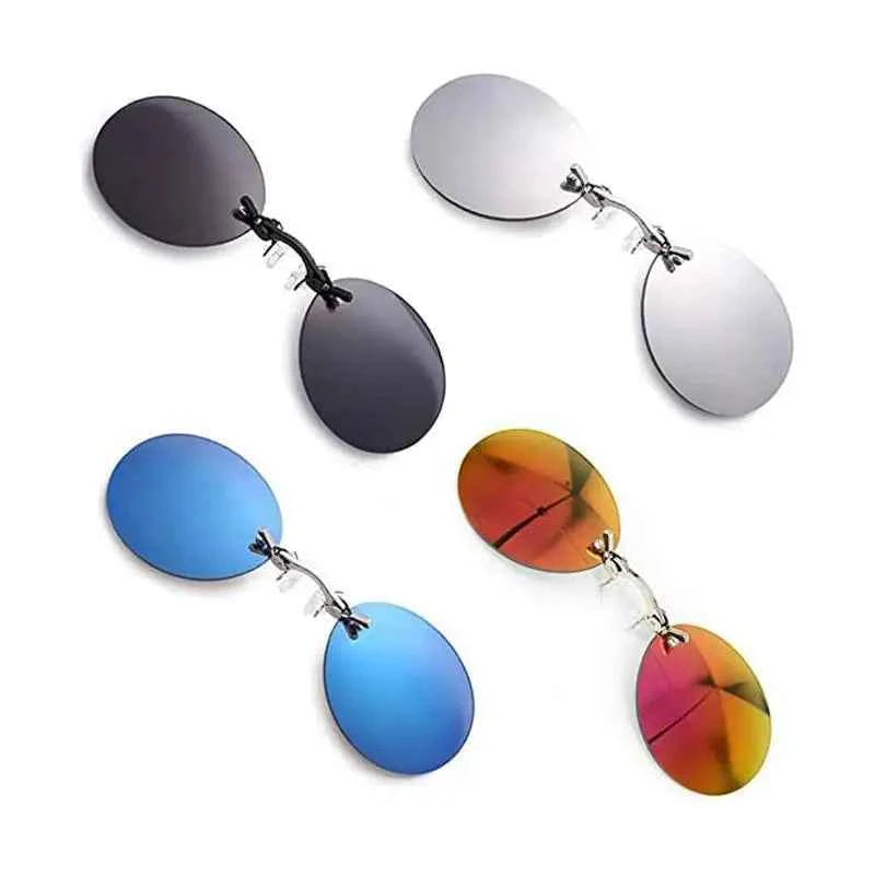 Sunglasses Mini Frameless Vintage Men Eyeglasses1/2pcs Clip On Nose Glasses Round Rimless Frameless Vintage Men Eyeglasses