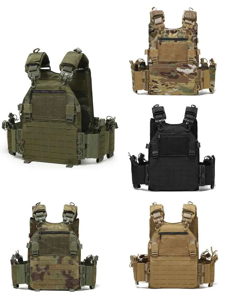 New Combat Vest 6094 Quick Release Lightweight Laser Cut Tactical Vest Black Gear Carry Hunting Tactical Vests