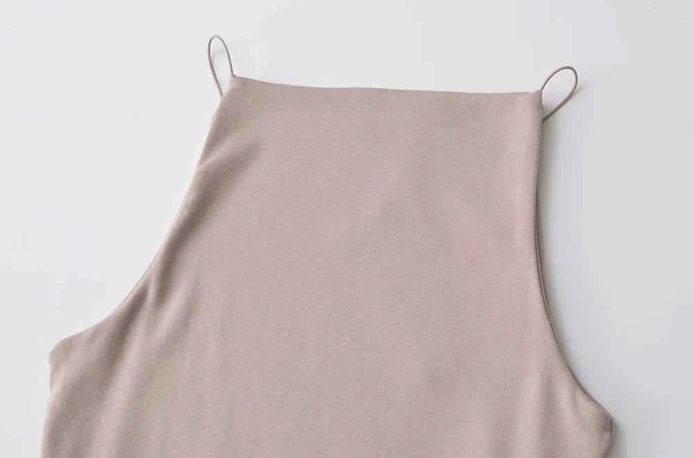 Women's Solid Color Halter Tank Top Sleeveless Vest Thin Straps Camisole Summer Casual Fashion Wear
