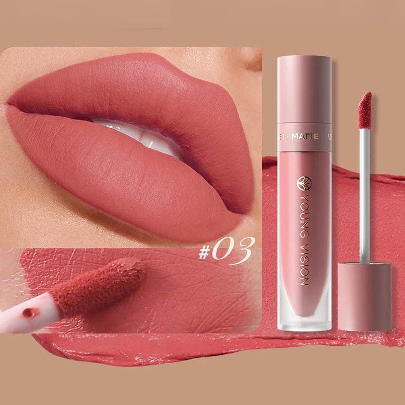 DUNUF  8-color matte velvet smooth easy-to-apply square tube lip gloss waterproof three-dimensional plumping lipstick