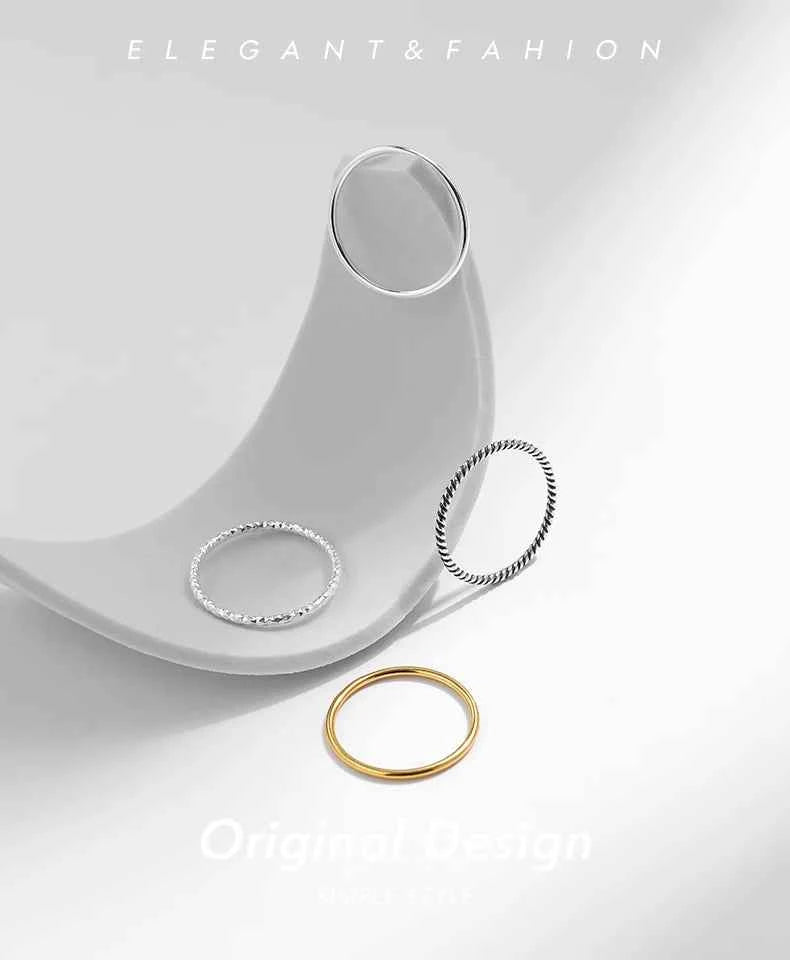 MODIAN 925 Sterling Silver Simple Fashion Stackable Ring Classic Wave Geometric Exquisite Finger Rings For Women Party Jewelry