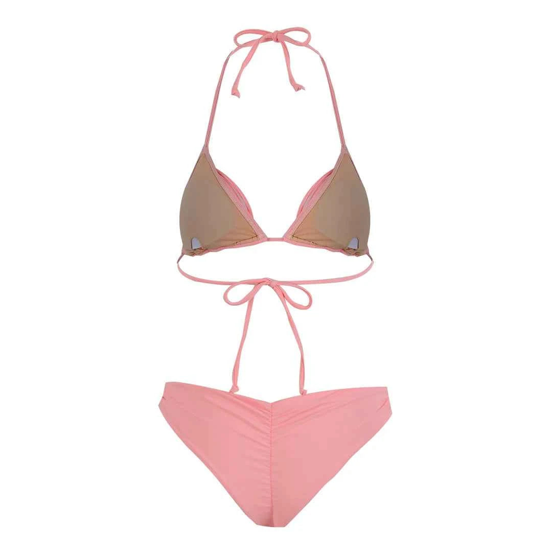 2025 New Bandage Stripes Brazilian Bikini Swimwear Women's Swimsuit Two Piece Set Female Sexy Lace up Mujer Beachwear Summer