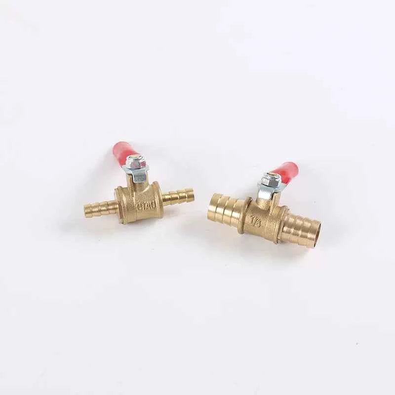 1/4 6mm 8mm 10mm12mm Ball Faucet Shutoff Ball Valve Hose Barb Inline Water Oil Air Gas Fuel Line Small Brass Ball Valve
