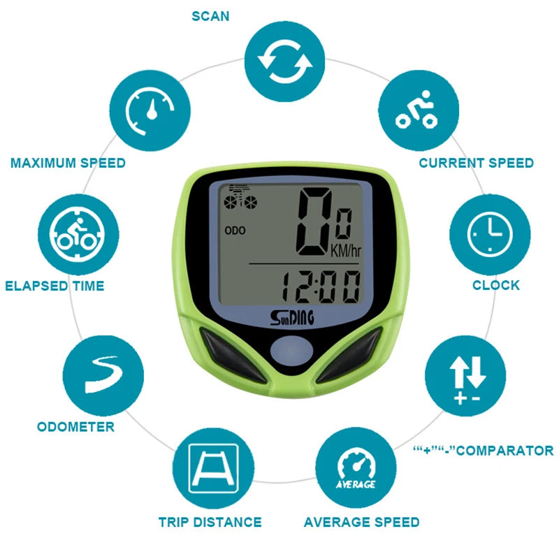 LCD Digital Bikes Computers Waterproof Wired Stopwatch Bicycle Speedometer Sensors Cycling MTB Bike Sports Odometer Computers