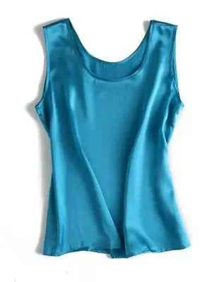 SuyaDream. Women Basic Cozy Tanks, 100%Real Silk, O neck Sleeveless Chic T Shirt, 2025 Solid Summer Vests, White, Pink, Beige