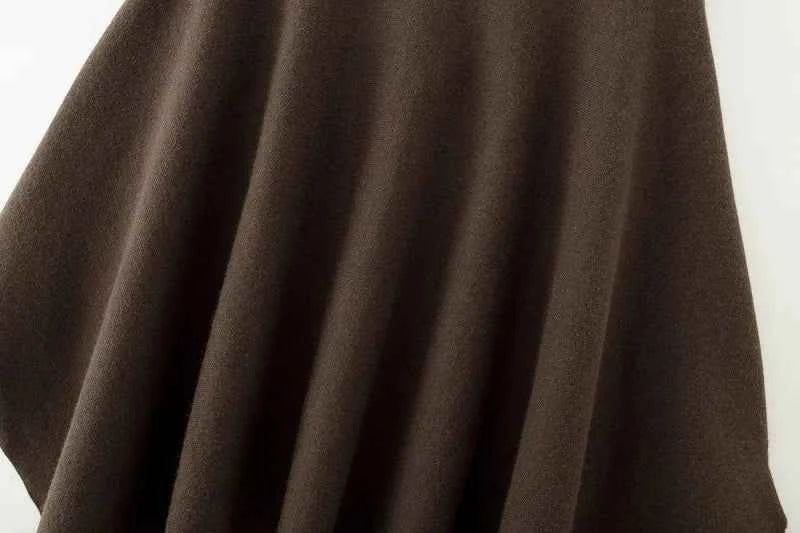 ETJ 2025 women's new fashion oversized loose version of the round neck cape sweater solid color bat sleeve sweater