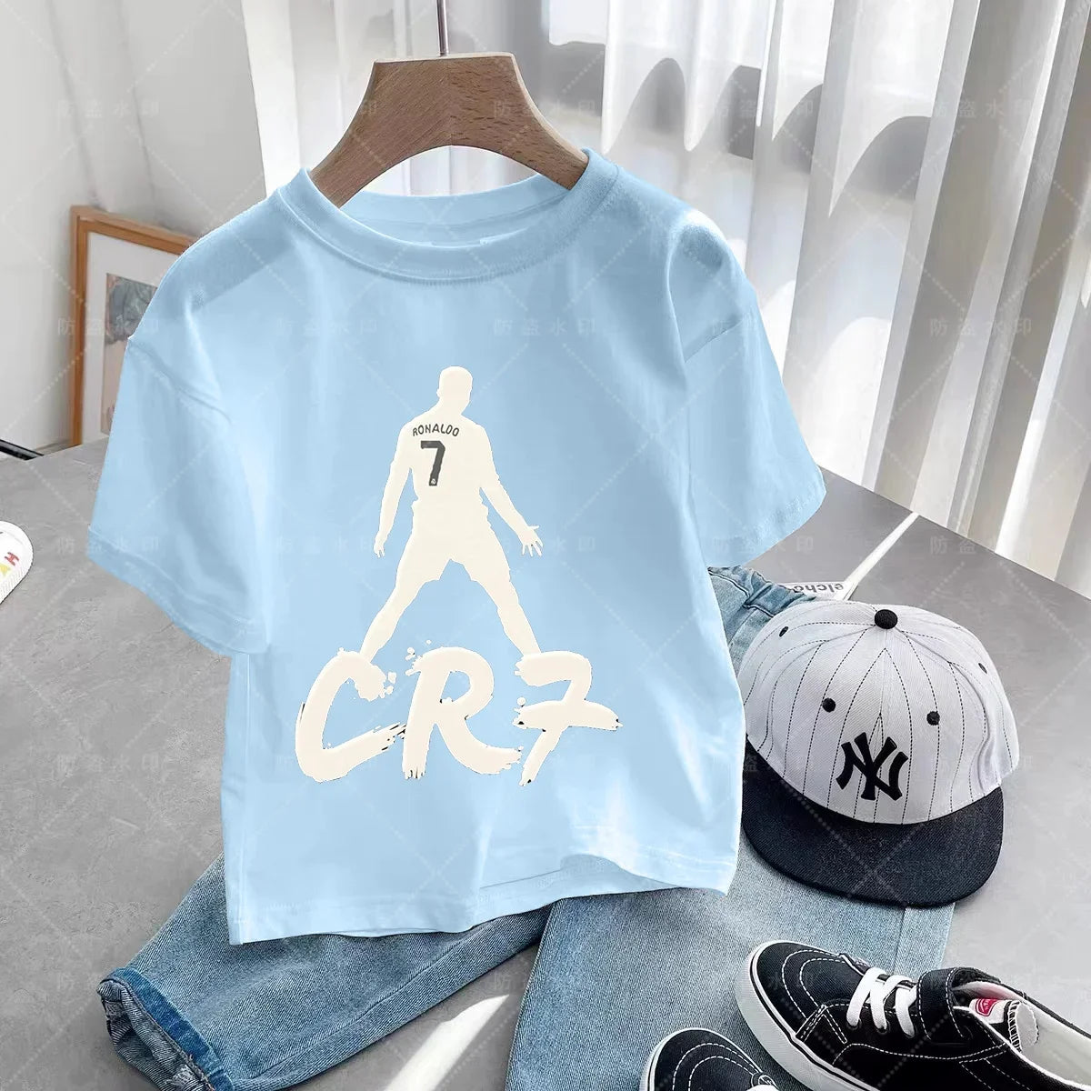 New Summer CR7 Print Cotton Boys Girls T-shirt Cristiano Ronaldo Clothing Fashion Outdoor Casual Fashion Sports Tees Top Tshirt