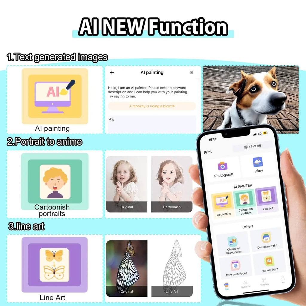 Thermal Portable Printer Mini Pocket Print Photo Thermal Label Printers With 57mm Printing Wireless BT Android And iOS Printers
