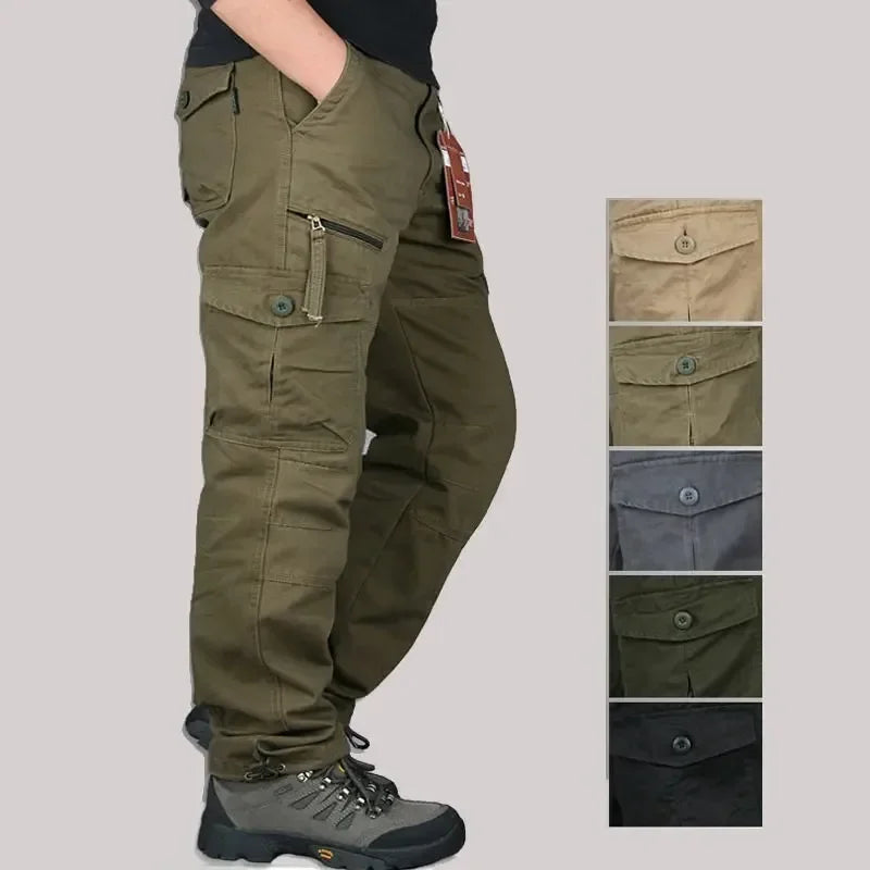 New Men's Pants Multi Pockets Baggy Men Outwear Straight Slacks  Workout Pants Outwear Casual Cotton Long Trousers