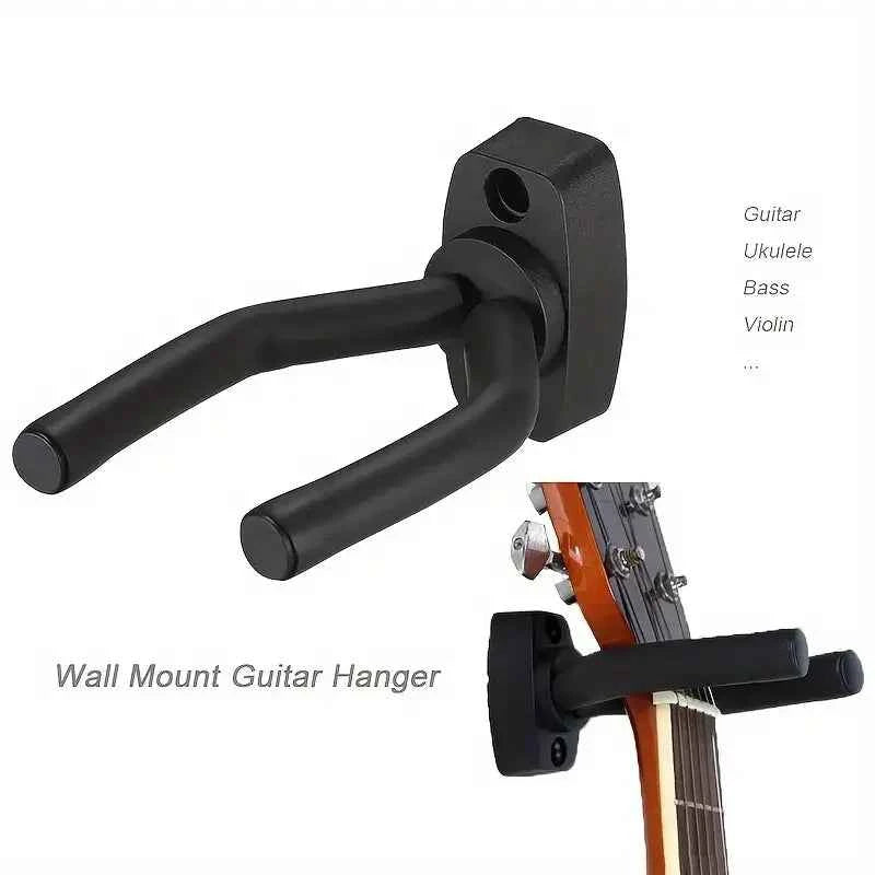 1pc Black Dual Guitar Wall Mount – Space-Saving Hook for Acoustic & Electric, Easy Install Home Studio