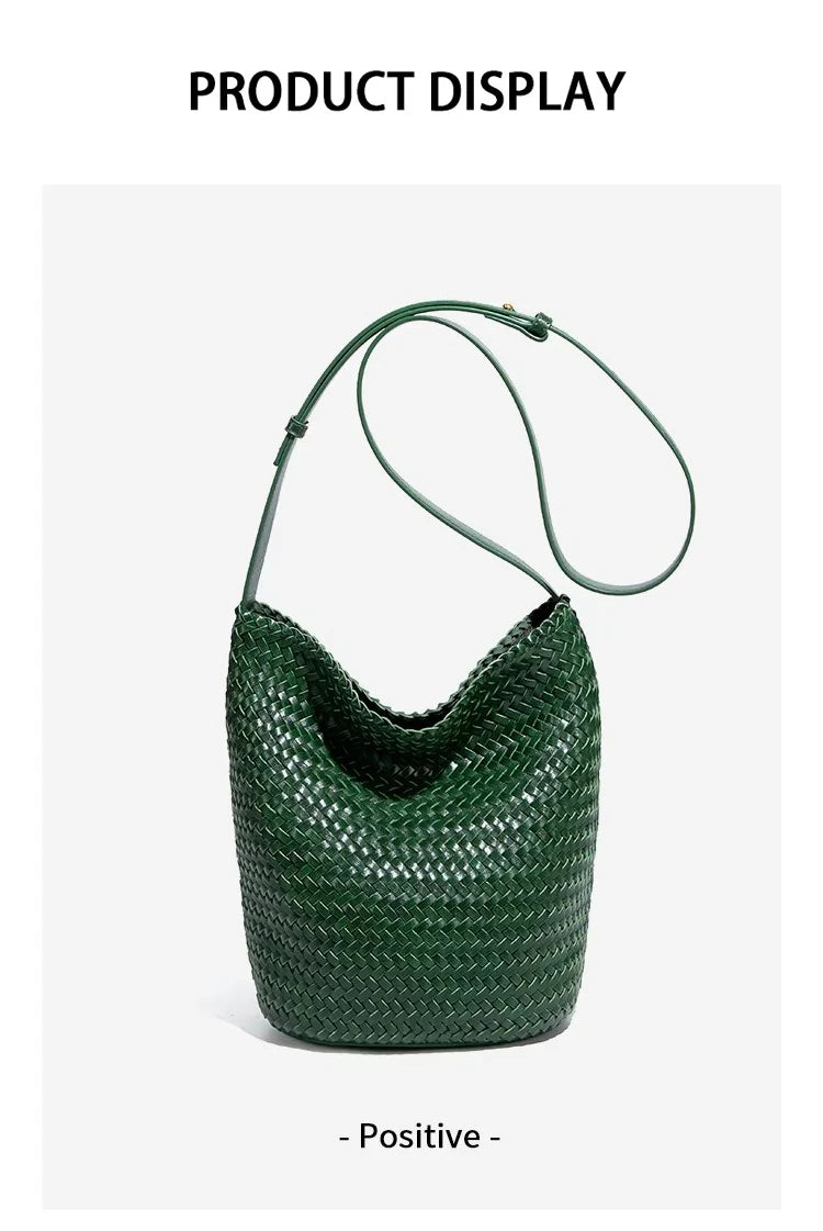 Luxury Woman Handbag New High End Hand-Woven Genuine Leather Women's Bag Large Capacity Shoulder Tote Bag Underarm Bag Bucket Ba