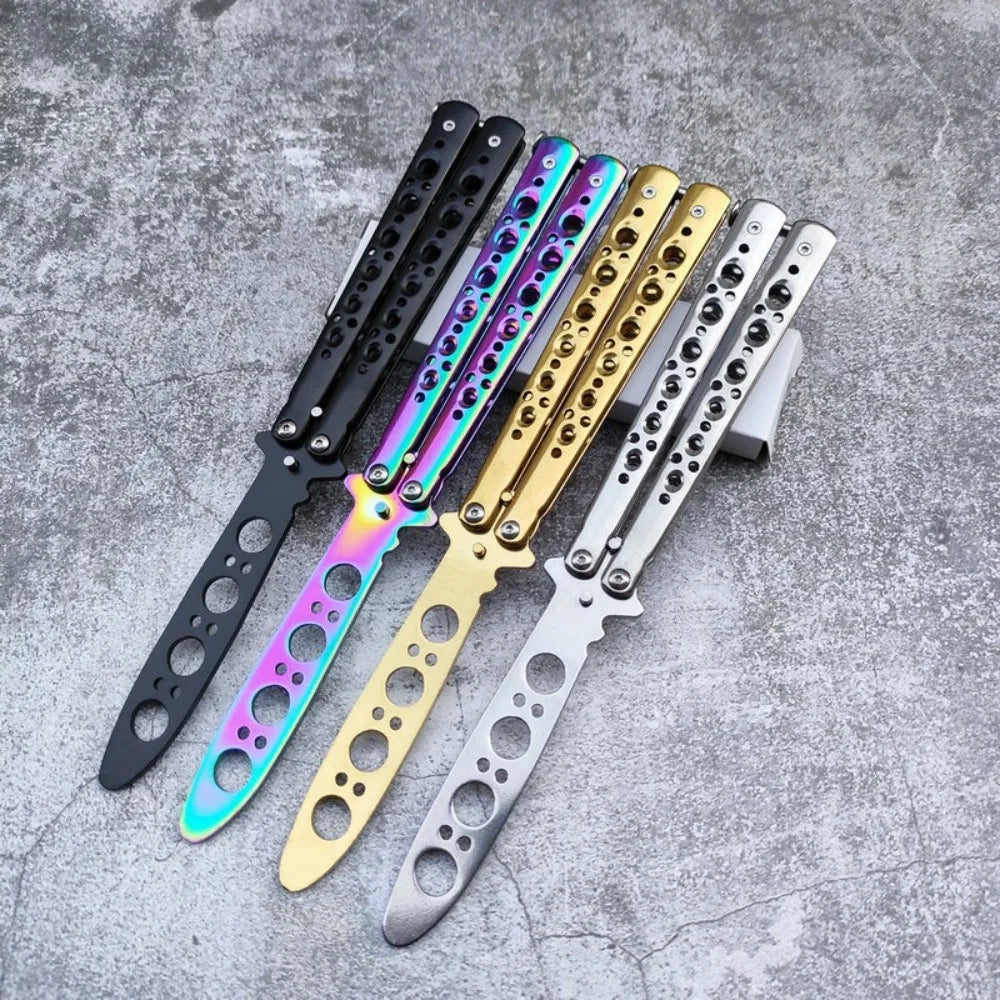 Foldable Butterfly Knife Trainer Stainless Steel Portable Training Tool Cosplay Accessories Practice Knifes for Outdoor Games