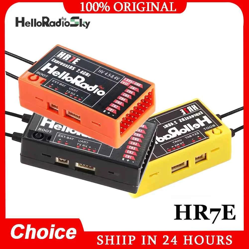 HelloRadio HR7E ELRS PWM 7CH Receiver - 2.4G for Fixed Wing Aircraft, Remote Control Drones and Model Airplanes