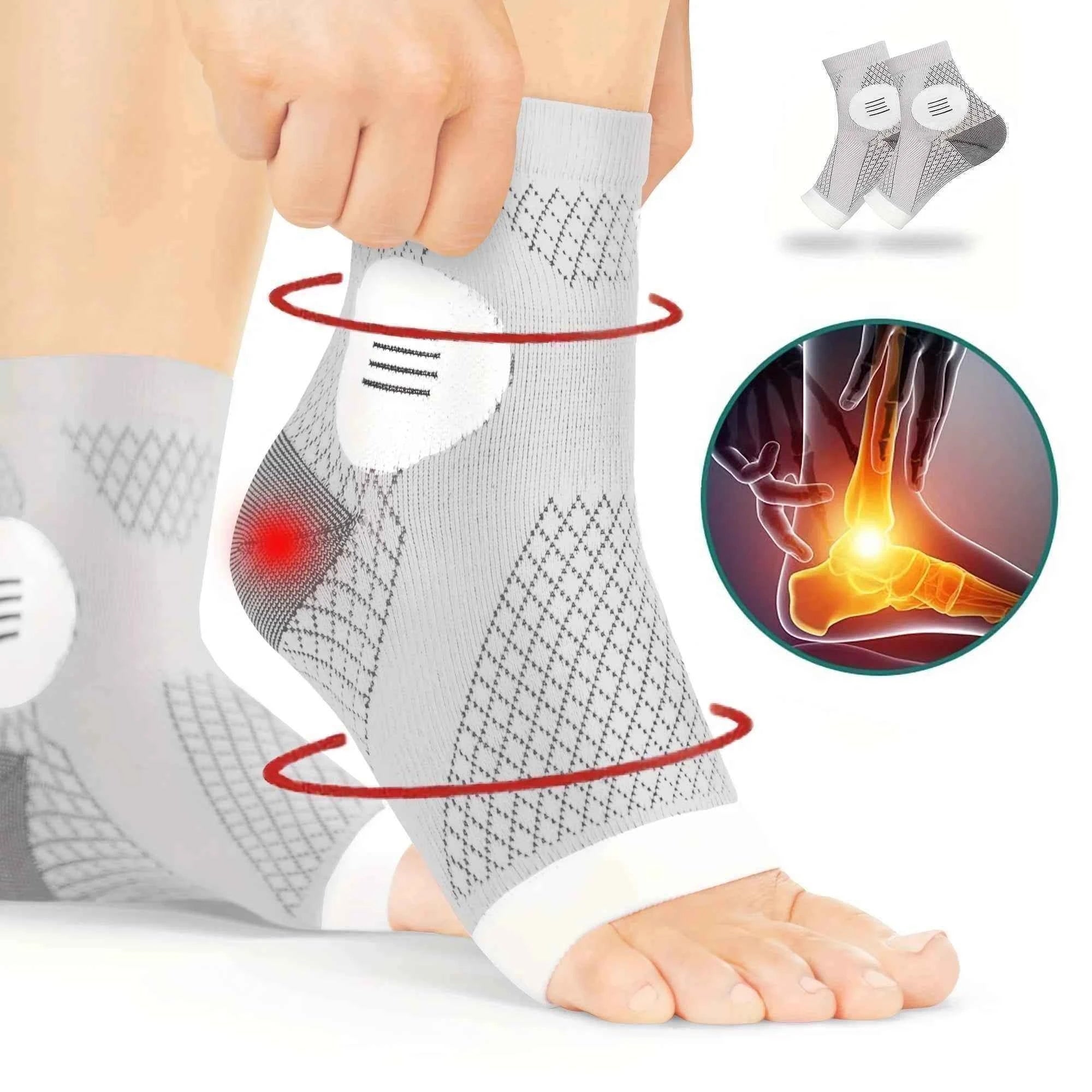 1Pair Ankle Compression Socks,Compression Foot Sleeves with Arch And Ankle Support,Open-Toe Design Neuropathy Socks