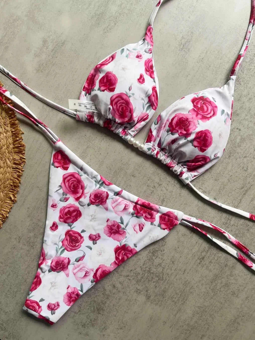 Micro Bikini 2026 Swimwear Women Swimsuit Sexy luxury Brazilian Bikini Set Halter Print Biquini Push Up Pearl Beachwear Female