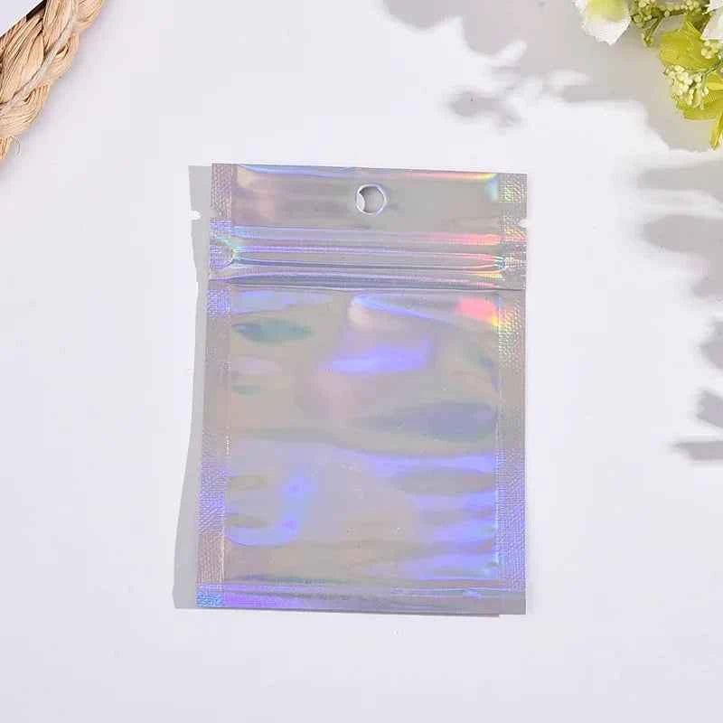 10-200PCS Laser Ziplock Bag Necklace Earrings Jewelry Gift Packing Bags Cell Phone Cases Colorful Packing Bags Kitchen Organizer