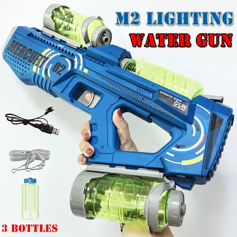 Fully Automatic Water Gun Continuous Water High Capacity Lighting and Sound Effects Outdoor Water Playing Toy for Kid Mercury M2