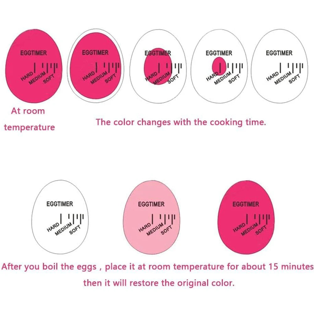 Egg Timer Color Changing Indicator Soft Medium and Hard Boiled Eggs Heat Sensitive Safe Durable Kitchen Aid Gift Home Use