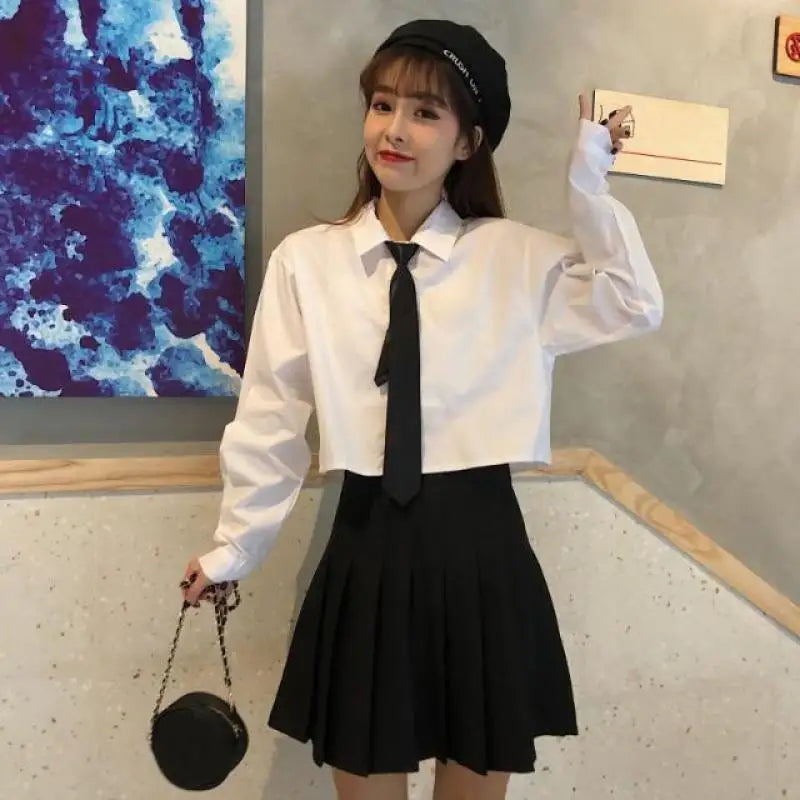 Oversize Cropped White Shirt Women Summer Short Sleeve Polo Neck Button Down Basic Short Sleeve Shirts Korean Female Blouses