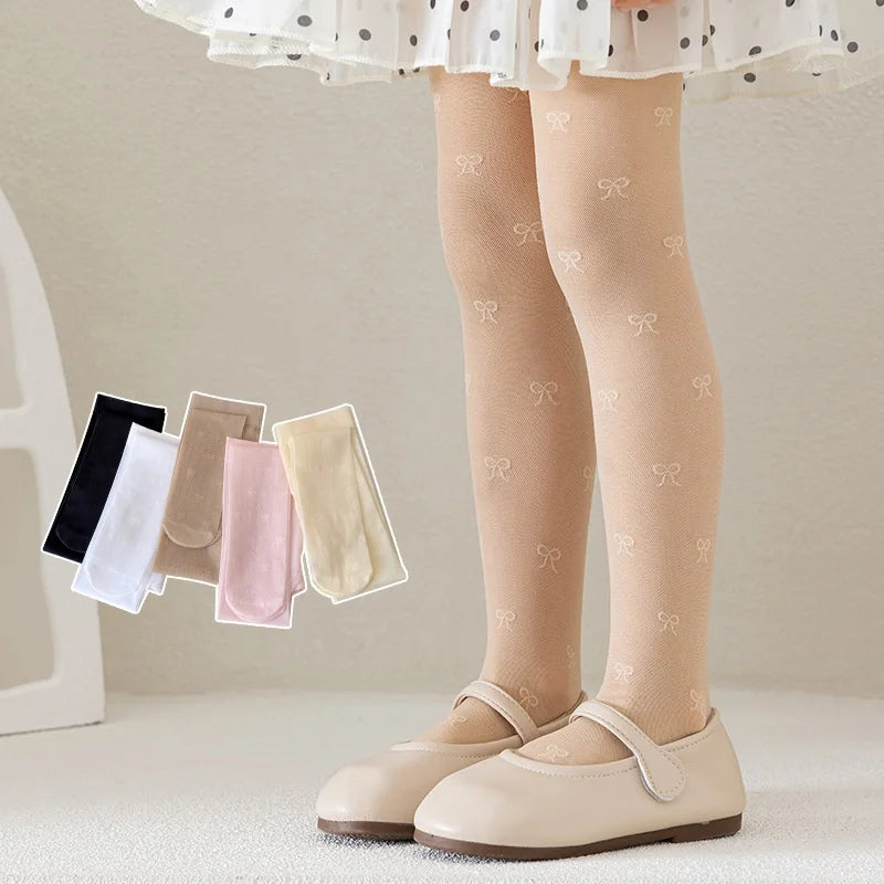 Summer Kids Thin Tights Girls Fashion Bow Print Stockings Baby Mesh Breathable Princess Pantyhose Children Ballet Dance Leggings