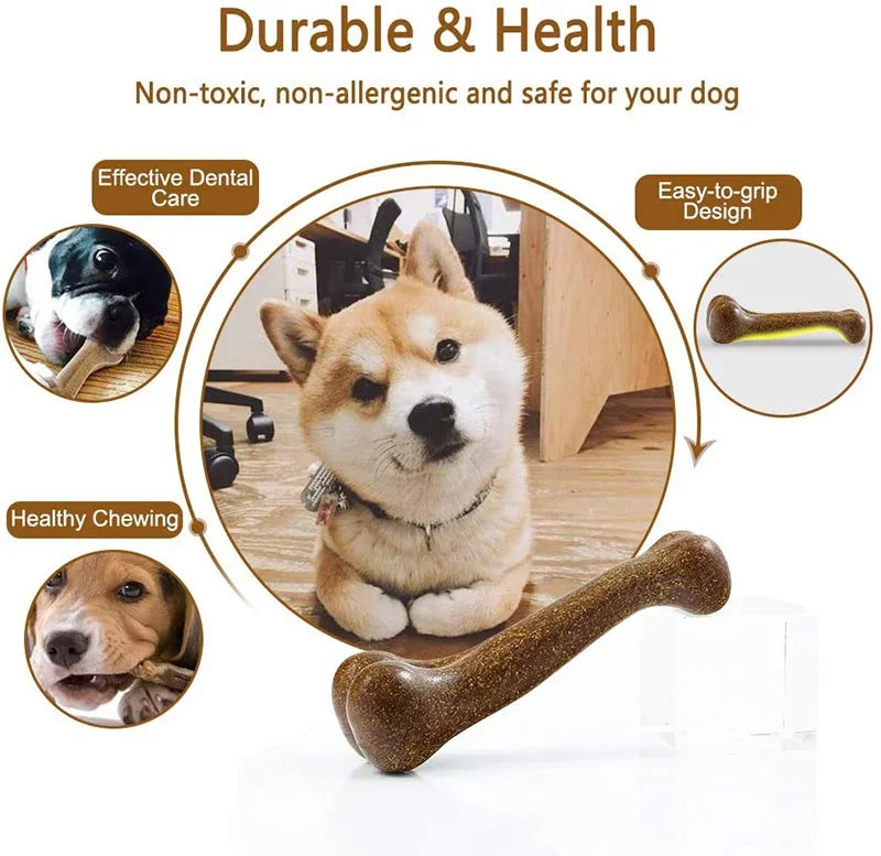 Dog Bone Chews Toys Nearly Indestructible Natural Non-Toxic Anti-bite Puppy Toys For Small Medium Large Dog Pet Chew Game Dental