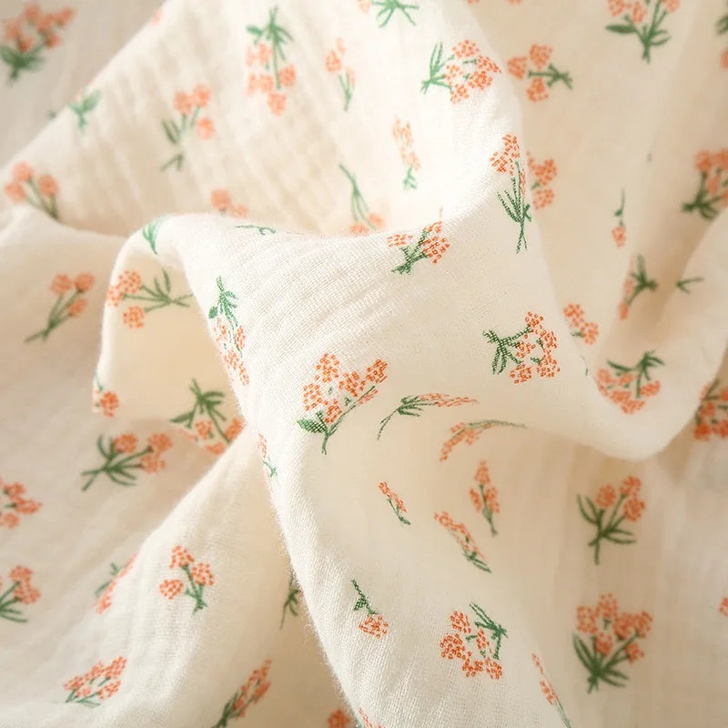 2023Women's Pajamas Pure Cotton Women's Long sleeved Pants Round Neck Loose Homewear Small Fower Print Baby Cotton Sleepwear Set