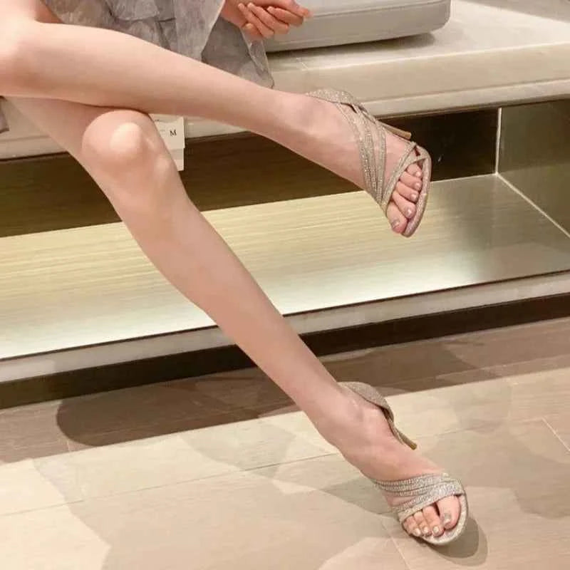 Rhinestone Pointed Toe Luxury Women Pumps Wedding Shoes Fashion PVC Sexy High Heels Woman Summer Elegant Party Bridal Shoes