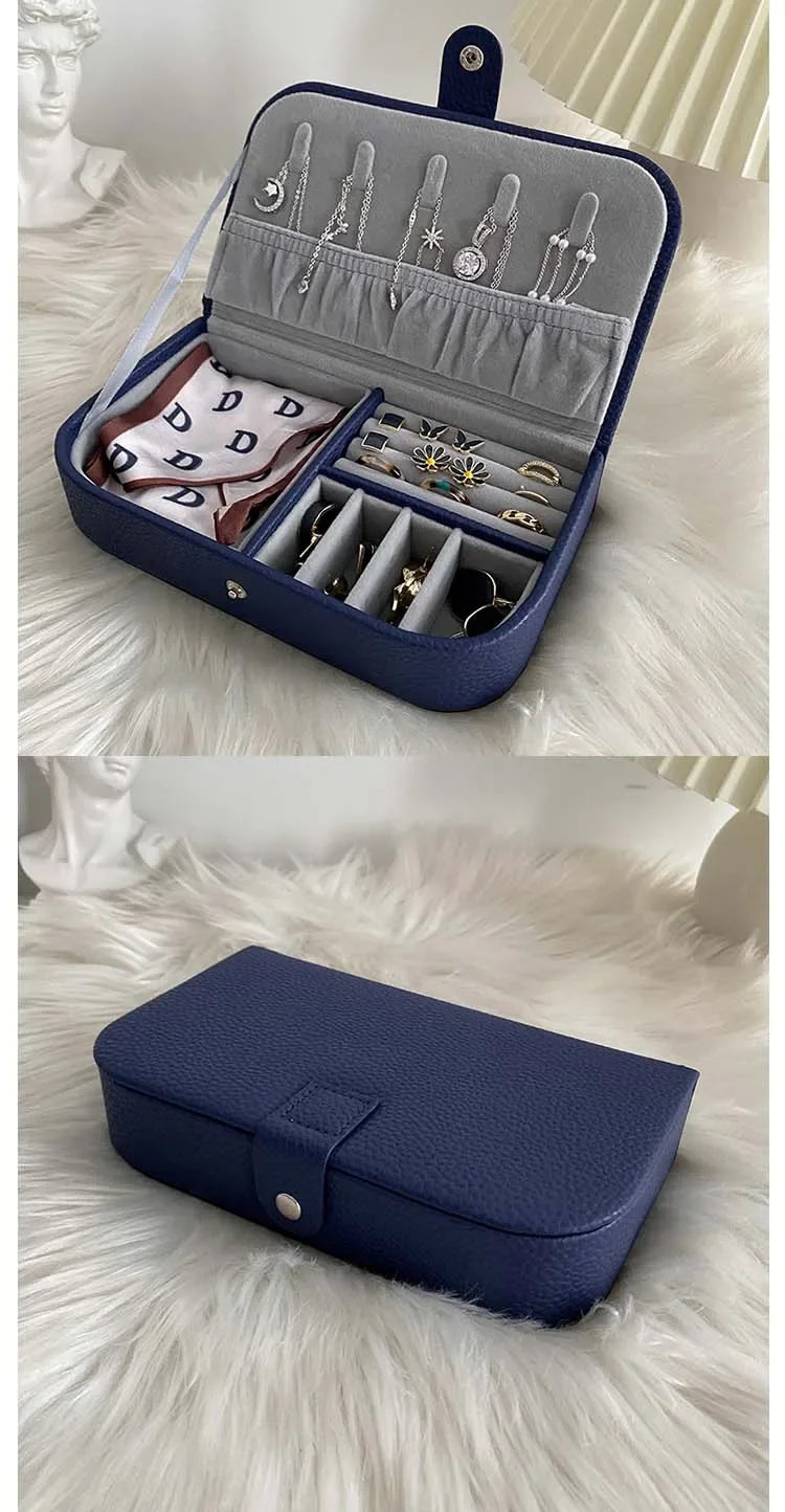 Portable Jewelry Box Jewelry Organizer Display Travel Jewelry Case Boxes Button Pu Leather Storage Zipper Jewelers Packaging