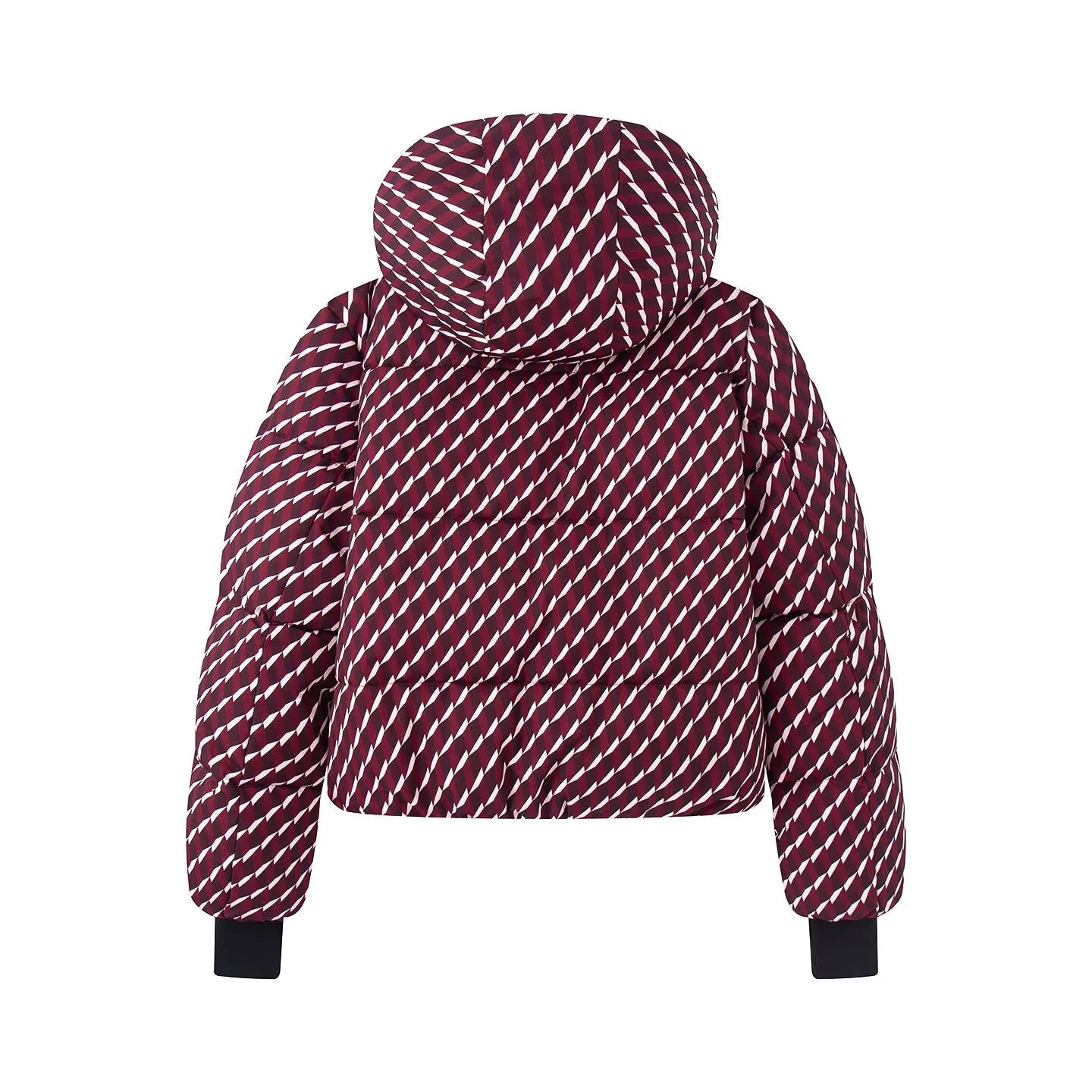 Winter women's zipper style long sleeved stand up collar hooded down jacket high waisted technology horn pants set