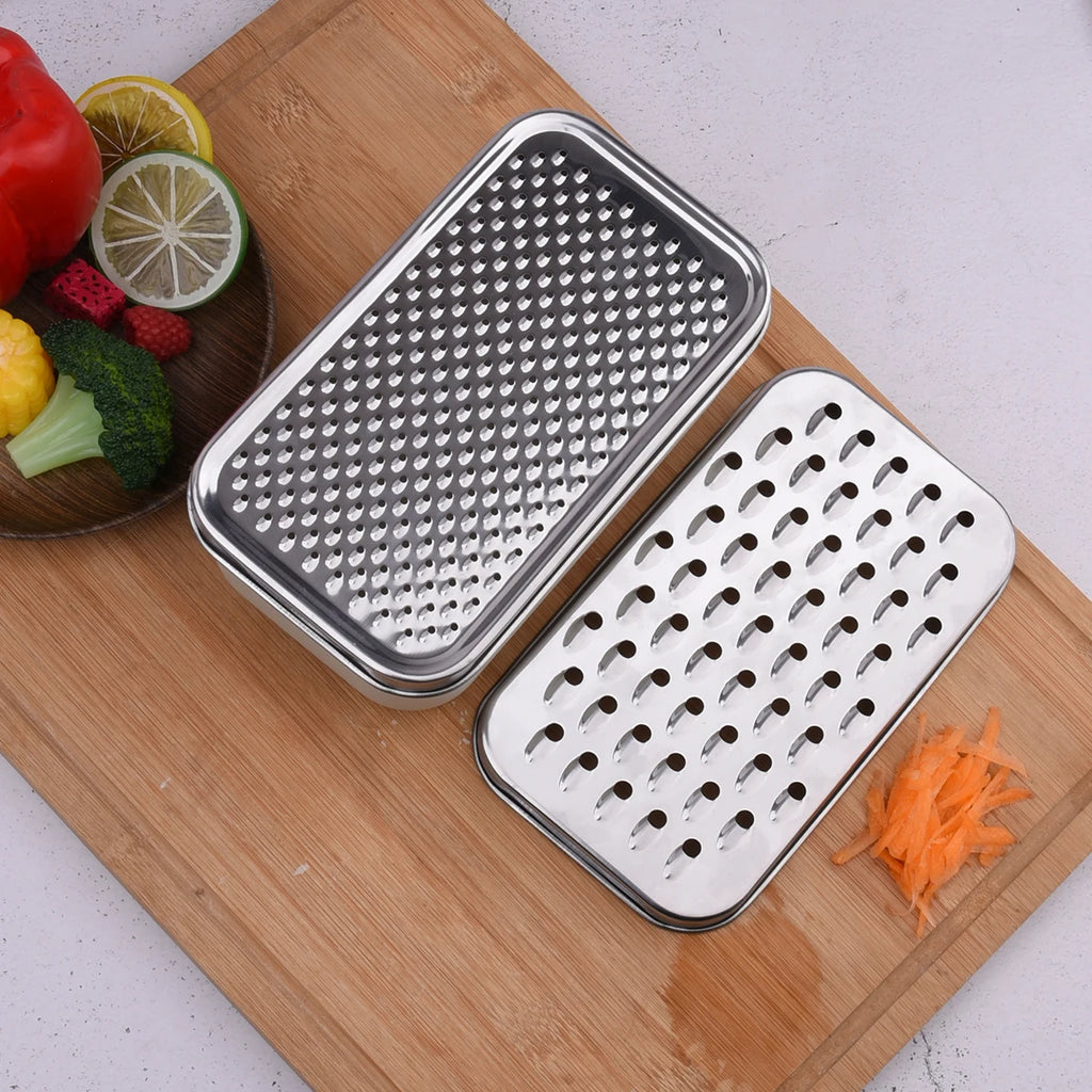 Cheese Grater 2 In1 Fruit Vegetable Chopper Onion Choppers with Container Stainless Steel Rectangle Box Graters Cheese Grater