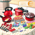 Kids Pretend Play Kitchen Toys Set Cooking Food Pots Pans Cookware Kit Toddler Girls Boys Educational Role Play Gift