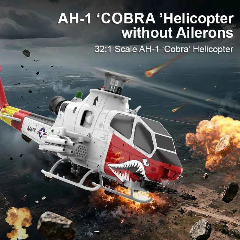 YXZNRC 1/32 Scale AH-1 ''Cobra'' Helicopter F112S 9CH GPS Positioning Optical Flow +LiDAR TOF Altitude Hold RC Helicopter RTF