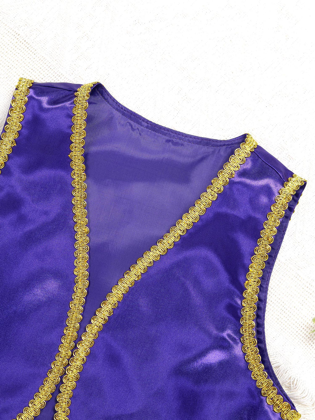 Children Boys Arabian Prince Costume Genies Vest Open Front Golden Genies Waistcoat for Party Halloween Cosplay Fancy Dress Up